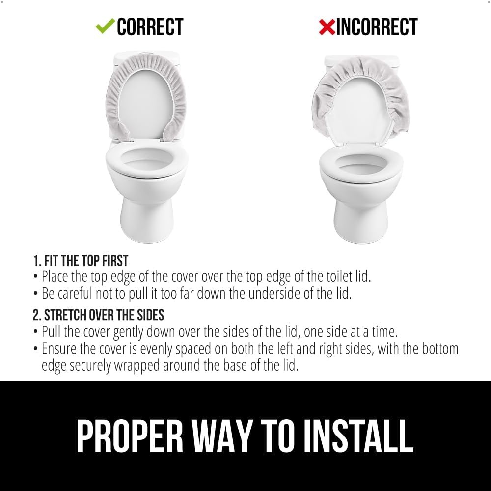 image:imageGORILLA GRIP Soft Chenille Bathroom Toilet Lid Cover Machine Washable Seat Covers 195x185 Stays in Place Rubber Backing Fits Most Round Elongated and Oblong Lids Accessories Decor GreyLight Gray