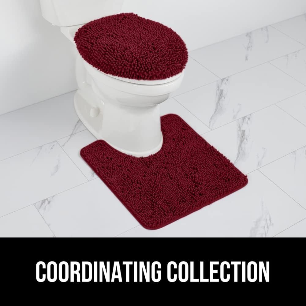 image:imageGORILLA GRIP Soft Chenille Bathroom Toilet Lid Cover Machine Washable Seat Covers 195x185 Stays in Place Rubber Backing Fits Most Round Elongated and Oblong Lids Accessories Decor GreyBurgundy