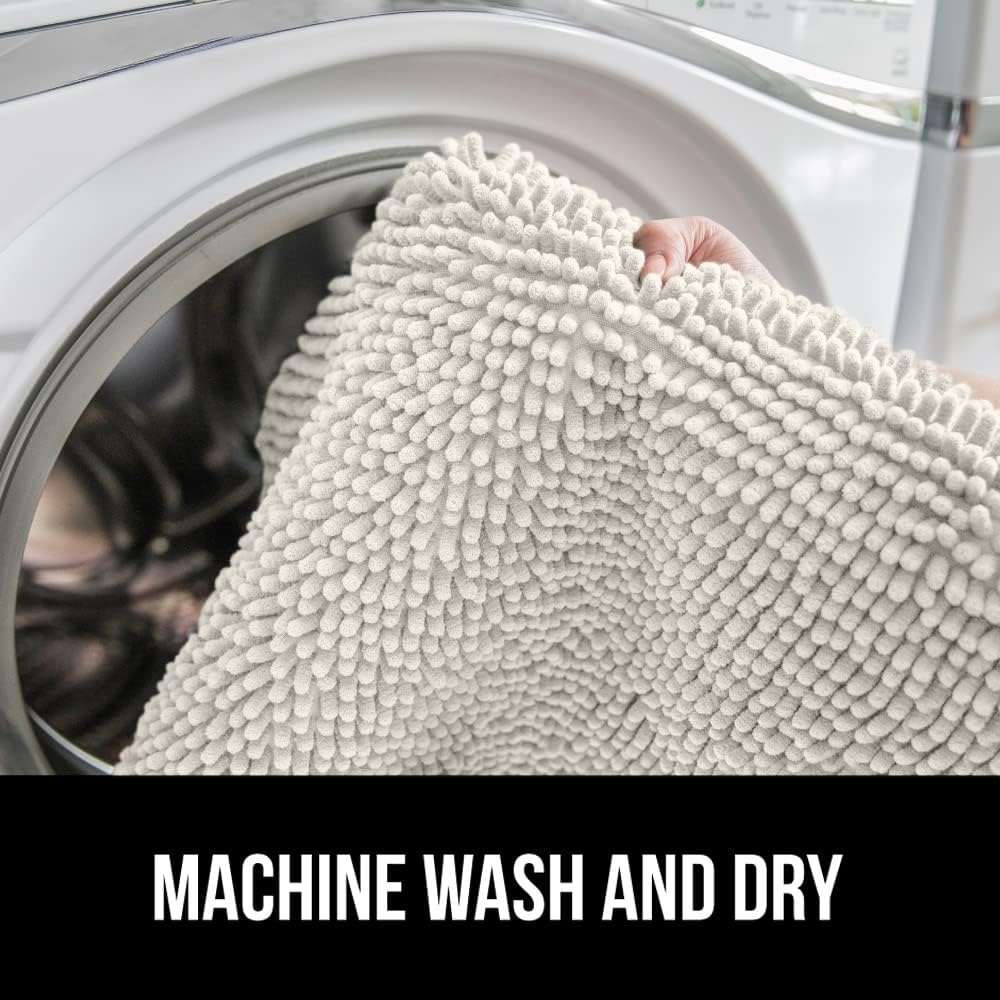 image:imageGORILLA GRIP Soft Chenille Bathroom Toilet Lid Cover Machine Washable Seat Covers 195x185 Stays in Place Rubber Backing Fits Most Round Elongated and Oblong Lids Accessories Decor GreyIvory