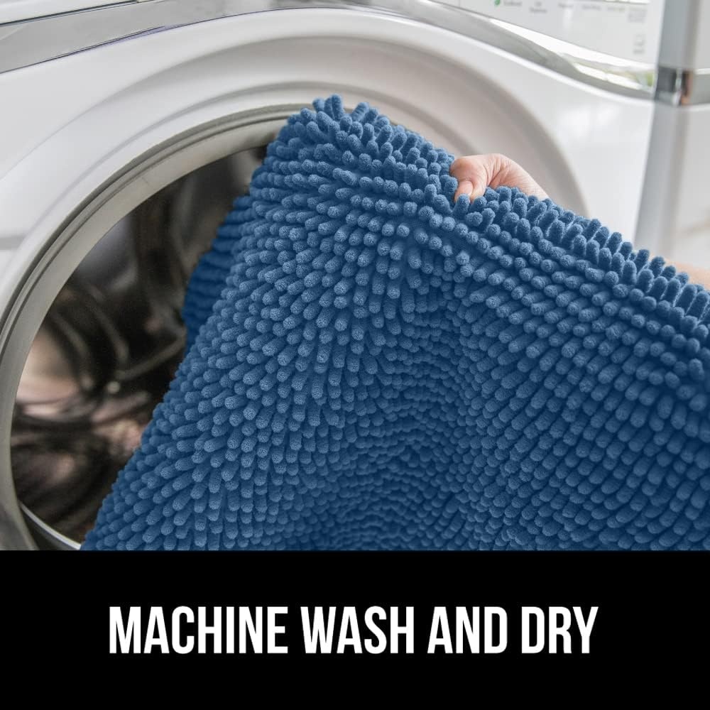 image:imageGORILLA GRIP Soft Chenille Bathroom Toilet Lid Cover Machine Washable Seat Covers 195x185 Stays in Place Rubber Backing Fits Most Round Elongated and Oblong Lids Accessories Decor GreyBlue