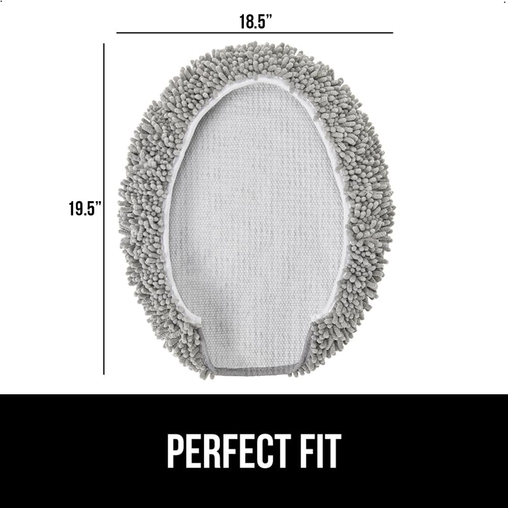 image:imageGORILLA GRIP Soft Chenille Bathroom Toilet Lid Cover Machine Washable Seat Covers 195x185 Stays in Place Rubber Backing Fits Most Round Elongated and Oblong Lids Accessories Decor GreyGrey