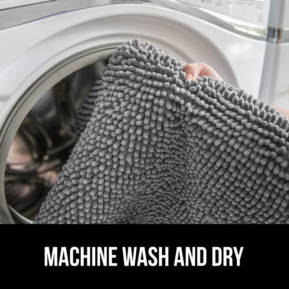 image:imageGORILLA GRIP Soft Chenille Bathroom Toilet Lid Cover Machine Washable Seat Covers 195x185 Stays in Place Rubber Backing Fits Most Round Elongated and Oblong Lids Accessories Decor GreyGrey