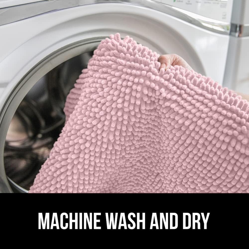 image:imageGORILLA GRIP Soft Chenille Bathroom Toilet Lid Cover Machine Washable Seat Covers 195x185 Stays in Place Rubber Backing Fits Most Round Elongated and Oblong Lids Accessories Decor GreyLight Pink