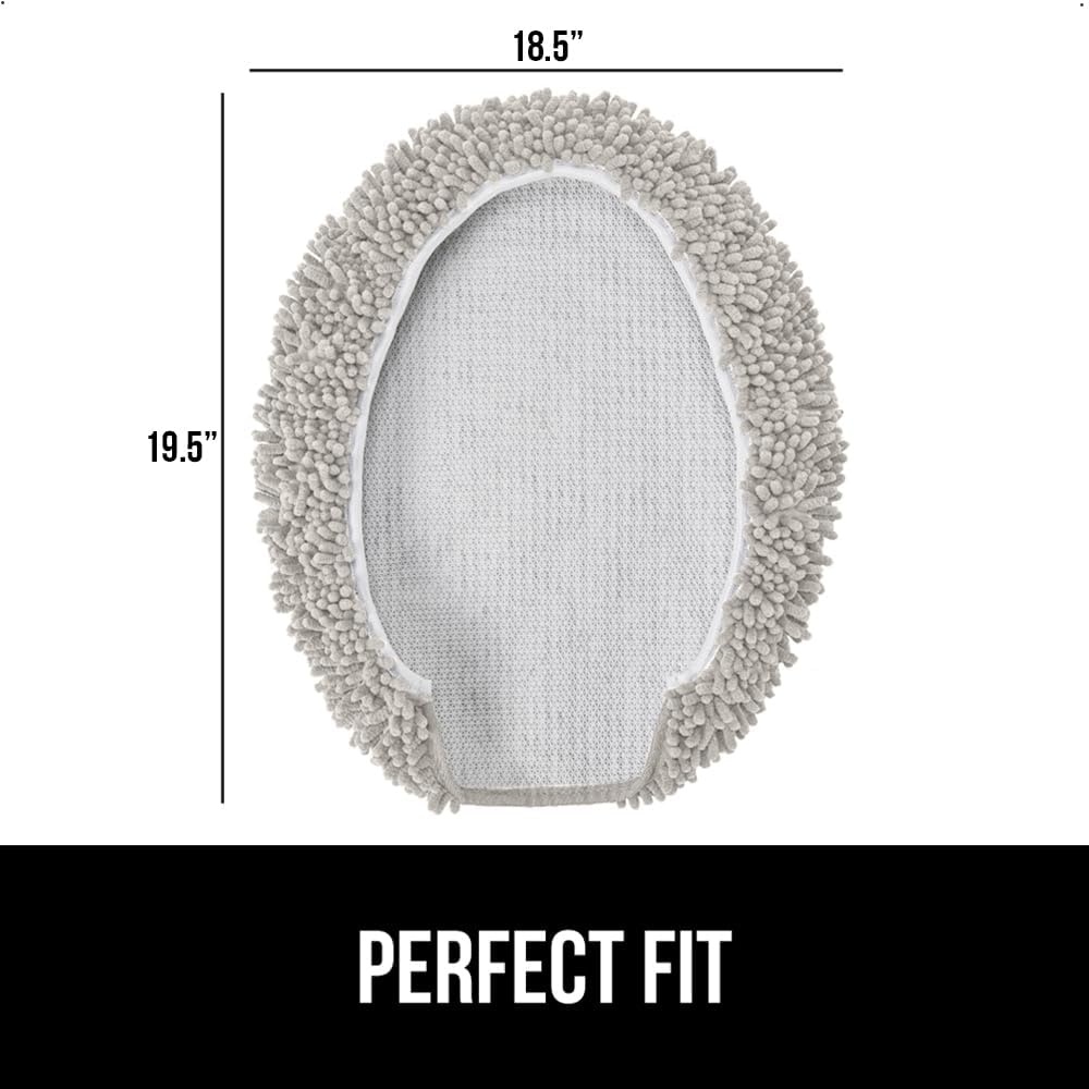 image:imageGORILLA GRIP Soft Chenille Bathroom Toilet Lid Cover Machine Washable Seat Covers 195x185 Stays in Place Rubber Backing Fits Most Round Elongated and Oblong Lids Accessories Decor GreyLight Gray