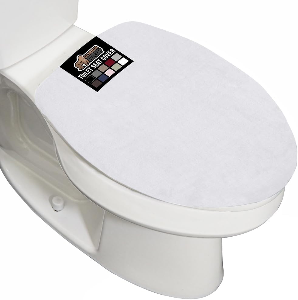 image:imageGORILLA GRIP Soft Chenille Bathroom Toilet Lid Cover Machine Washable Seat Covers 195x185 Stays in Place Rubber Backing Fits Most Round Elongated and Oblong Lids Accessories Decor GreyWhite