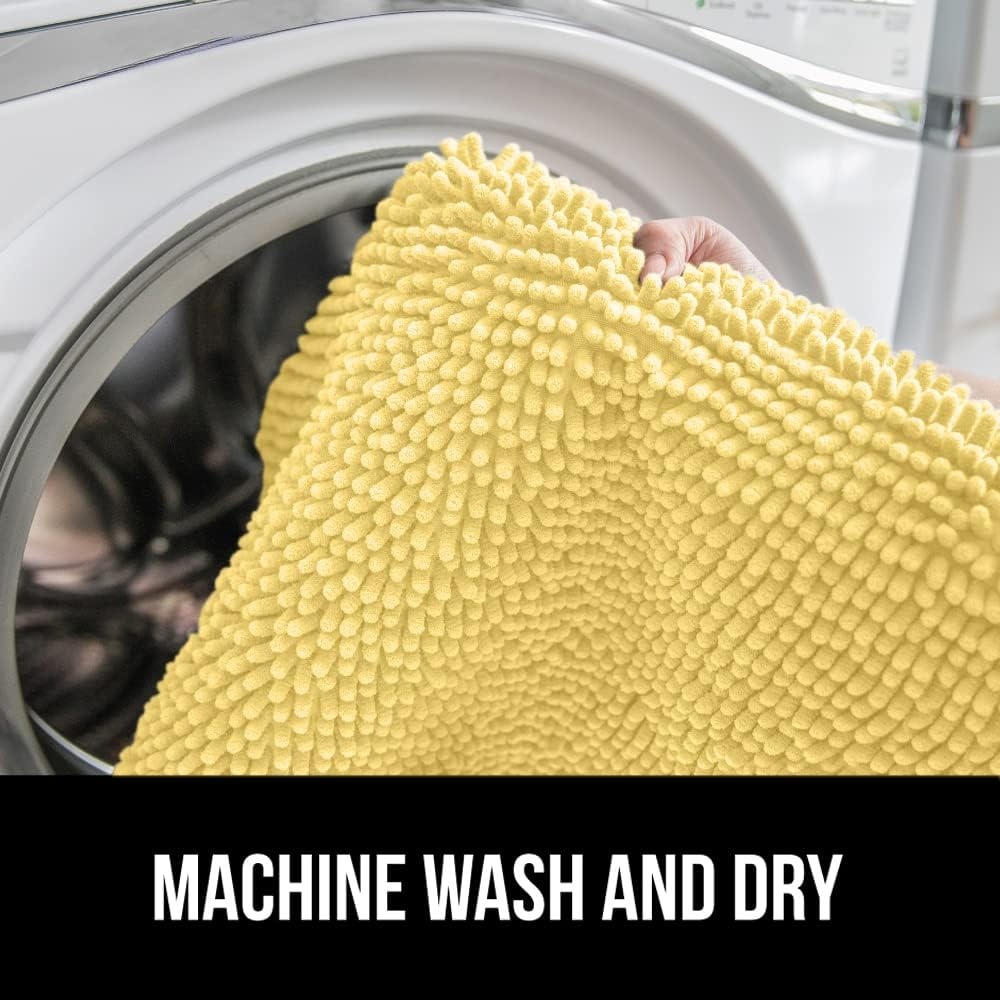 image:imageGORILLA GRIP Soft Chenille Bathroom Toilet Lid Cover Machine Washable Seat Covers 195x185 Stays in Place Rubber Backing Fits Most Round Elongated and Oblong Lids Accessories Decor GreyYellow