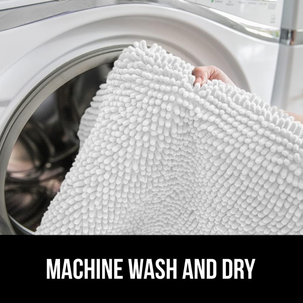 image:imageGORILLA GRIP Soft Chenille Bathroom Toilet Lid Cover Machine Washable Seat Covers 195x185 Stays in Place Rubber Backing Fits Most Round Elongated and Oblong Lids Accessories Decor GreyWhite