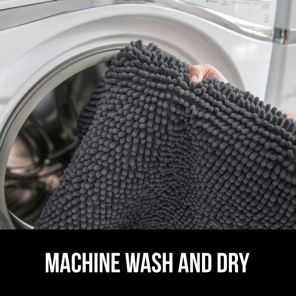 image:imageGORILLA GRIP Soft Chenille Bathroom Toilet Lid Cover Machine Washable Seat Covers 195x185 Stays in Place Rubber Backing Fits Most Round Elongated and Oblong Lids Accessories Decor GreyCharcoal