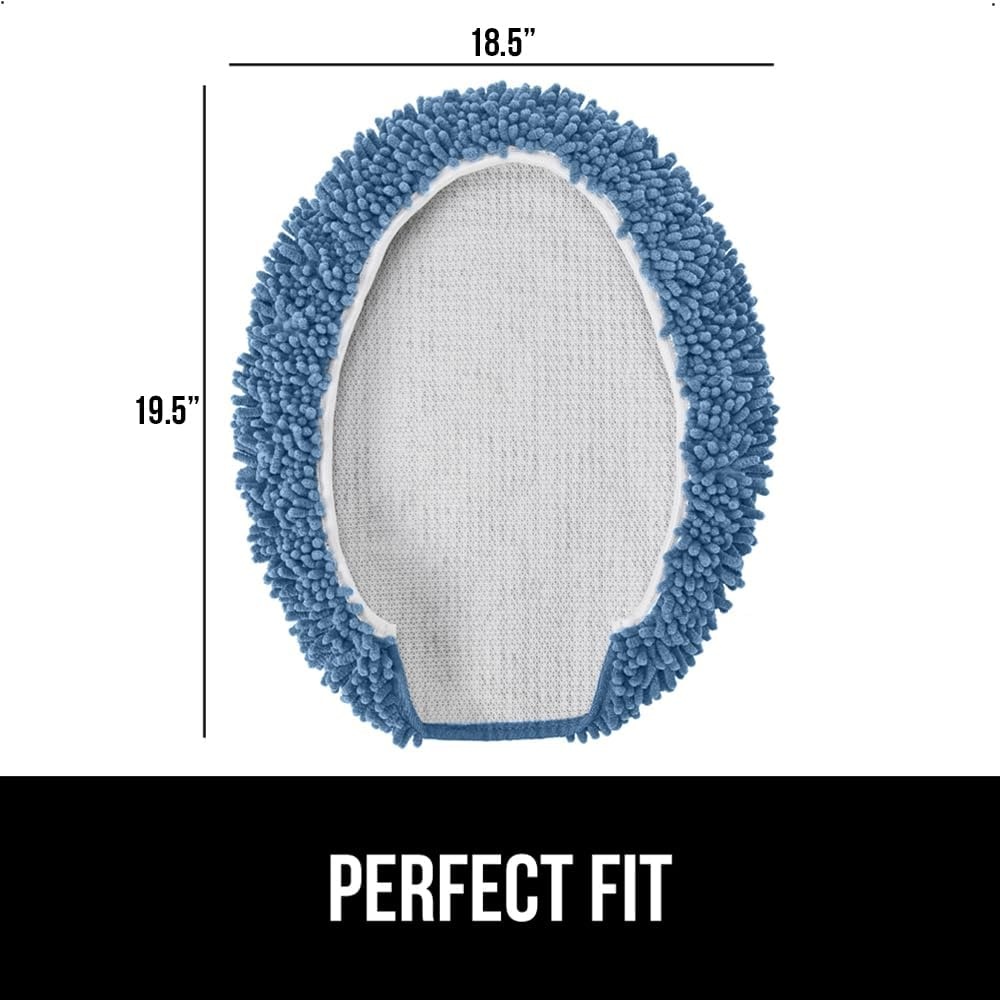 image:imageGORILLA GRIP Soft Chenille Bathroom Toilet Lid Cover Machine Washable Seat Covers 195x185 Stays in Place Rubber Backing Fits Most Round Elongated and Oblong Lids Accessories Decor GreyBlue