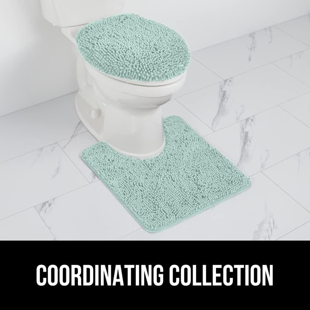 image:imageGORILLA GRIP Soft Chenille Bathroom Toilet Lid Cover Machine Washable Seat Covers 195x185 Stays in Place Rubber Backing Fits Most Round Elongated and Oblong Lids Accessories Decor GreySea Blue