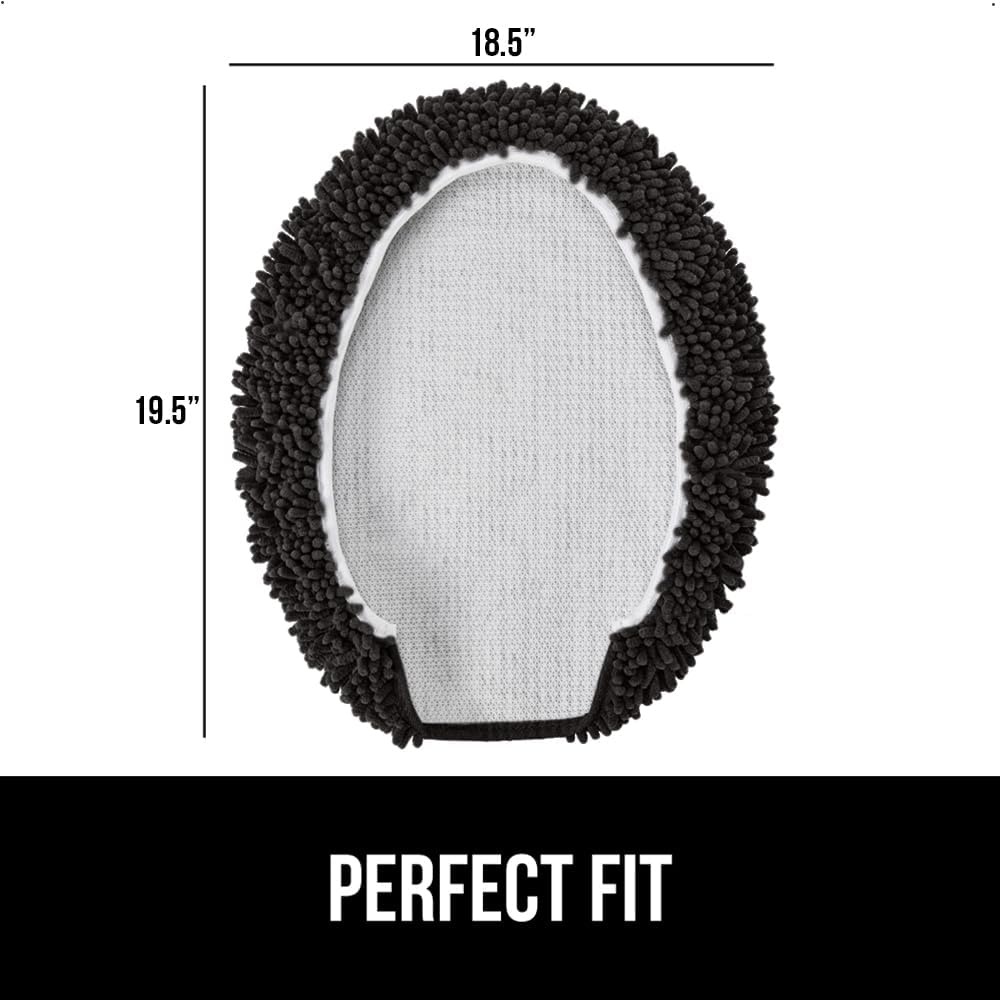 image:imageGORILLA GRIP Soft Chenille Bathroom Toilet Lid Cover Machine Washable Seat Covers 195x185 Stays in Place Rubber Backing Fits Most Round Elongated and Oblong Lids Accessories Decor GreyBlack