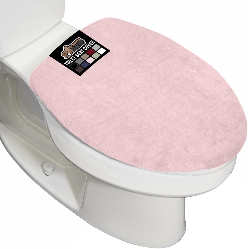 image:imageGORILLA GRIP Soft Chenille Bathroom Toilet Lid Cover Machine Washable Seat Covers 195x185 Stays in Place Rubber Backing Fits Most Round Elongated and Oblong Lids Accessories Decor GreyLight Pink