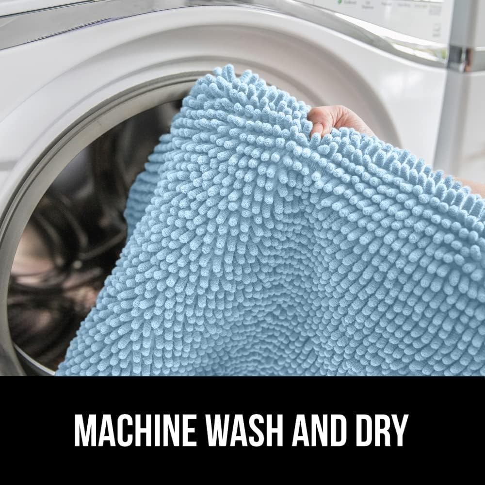 image:imageGORILLA GRIP Soft Chenille Bathroom Toilet Lid Cover Machine Washable Seat Covers 195x185 Stays in Place Rubber Backing Fits Most Round Elongated and Oblong Lids Accessories Decor GreyLight Blue