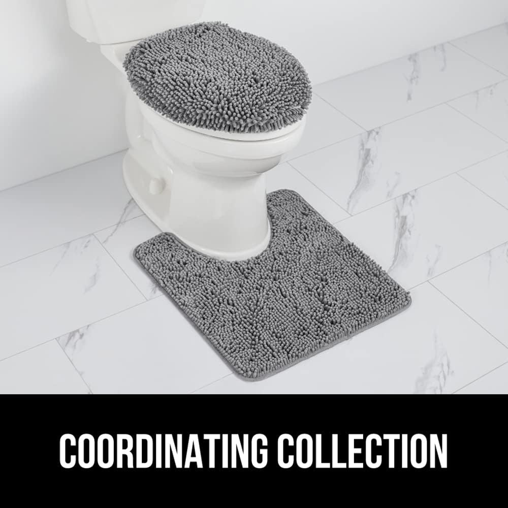 image:imageGORILLA GRIP Soft Chenille Bathroom Toilet Lid Cover Machine Washable Seat Covers 195x185 Stays in Place Rubber Backing Fits Most Round Elongated and Oblong Lids Accessories Decor GreyGrey