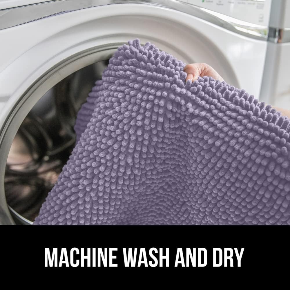 image:imageGORILLA GRIP Soft Chenille Bathroom Toilet Lid Cover Machine Washable Seat Covers 195x185 Stays in Place Rubber Backing Fits Most Round Elongated and Oblong Lids Accessories Decor GreyLight Purple