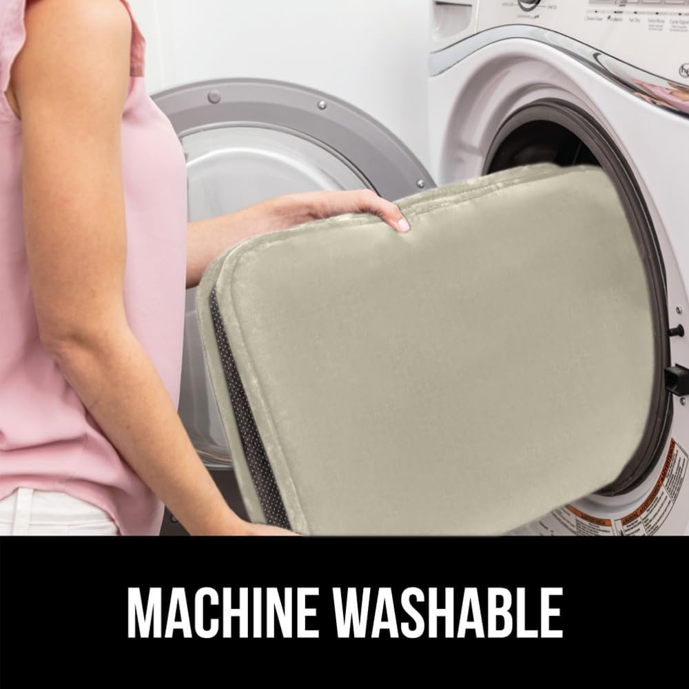 image:imageGORILLA GRIP Soft Chenille Bathroom Toilet Lid Cover Machine Washable Seat Covers 195x185 Stays in Place Rubber Backing Fits Most Round Elongated and Oblong Lids Accessories Decor GreyChampagne
