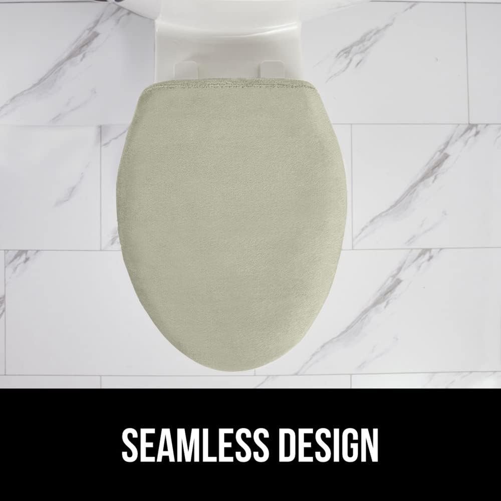 image:imageGORILLA GRIP Soft Chenille Bathroom Toilet Lid Cover Machine Washable Seat Covers 195x185 Stays in Place Rubber Backing Fits Most Round Elongated and Oblong Lids Accessories Decor GreySage