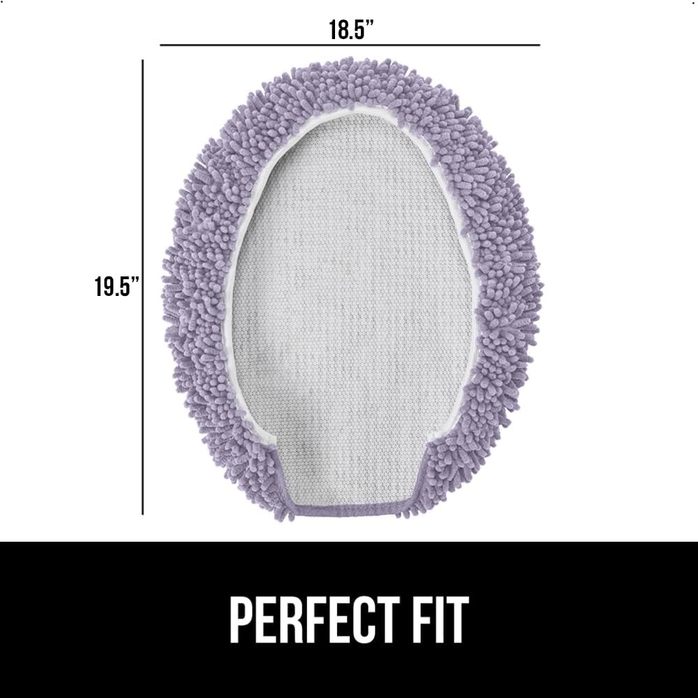image:imageGORILLA GRIP Soft Chenille Bathroom Toilet Lid Cover Machine Washable Seat Covers 195x185 Stays in Place Rubber Backing Fits Most Round Elongated and Oblong Lids Accessories Decor GreyLight Purple
