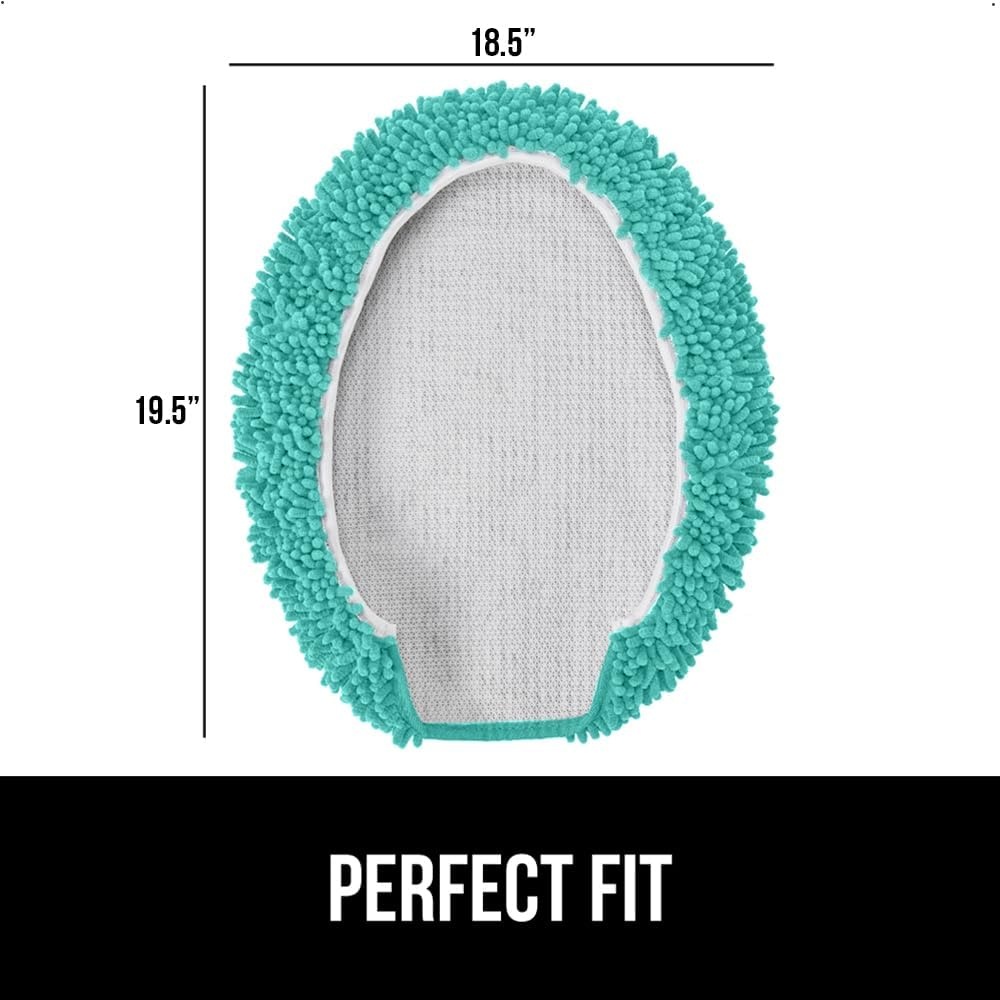 image:imageGORILLA GRIP Soft Chenille Bathroom Toilet Lid Cover Machine Washable Seat Covers 195x185 Stays in Place Rubber Backing Fits Most Round Elongated and Oblong Lids Accessories Decor GreyTurquoise