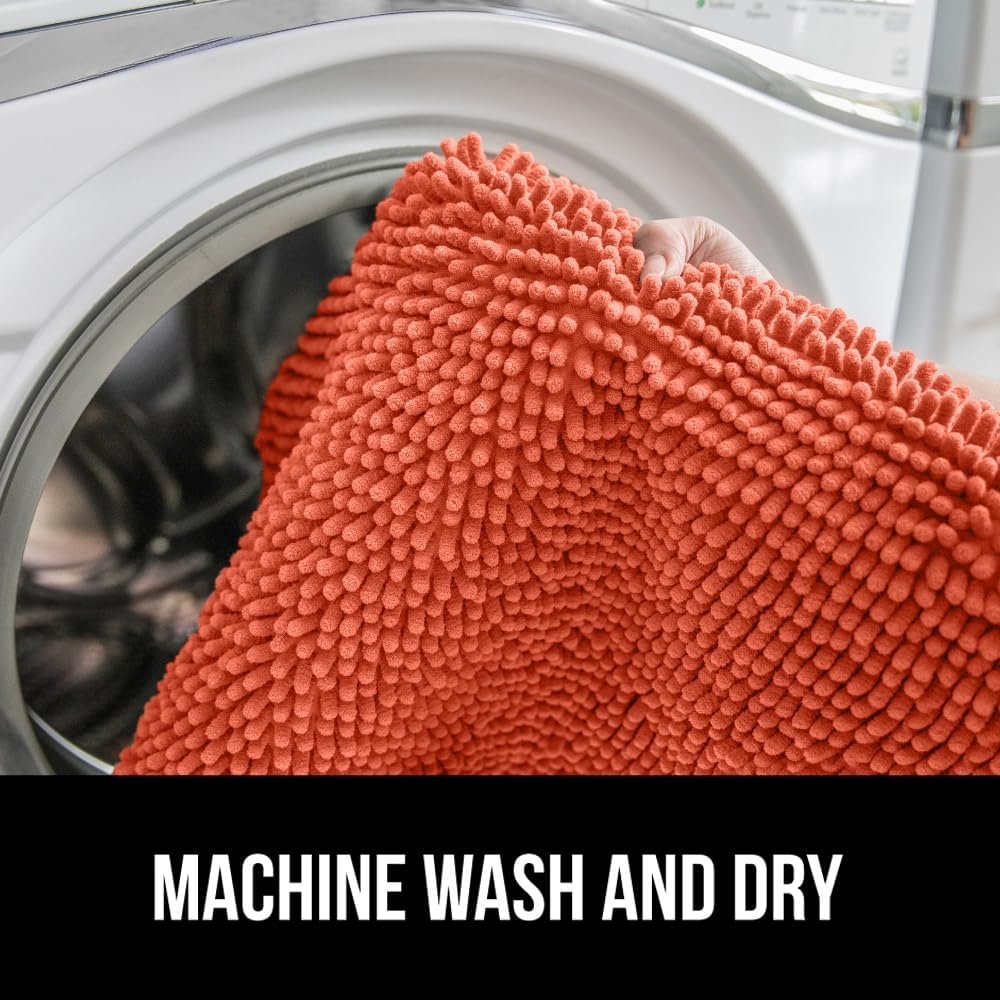 image:imageGORILLA GRIP Soft Chenille Bathroom Toilet Lid Cover Machine Washable Seat Covers 195x185 Stays in Place Rubber Backing Fits Most Round Elongated and Oblong Lids Accessories Decor GreyCoral