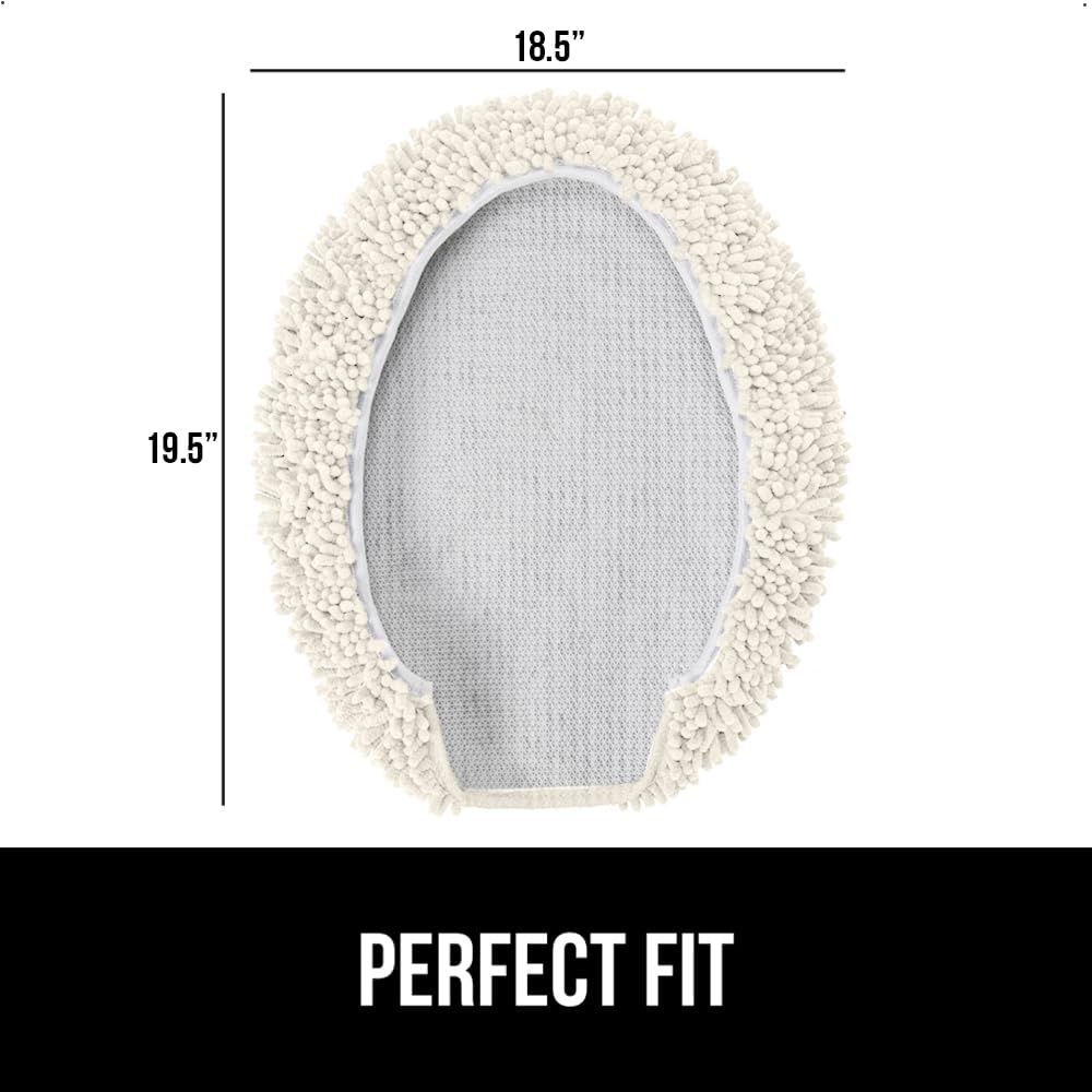 image:imageGORILLA GRIP Soft Chenille Bathroom Toilet Lid Cover Machine Washable Seat Covers 195x185 Stays in Place Rubber Backing Fits Most Round Elongated and Oblong Lids Accessories Decor GreyIvory