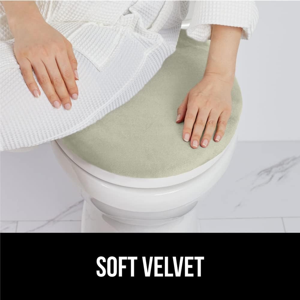 image:imageGORILLA GRIP Soft Chenille Bathroom Toilet Lid Cover Machine Washable Seat Covers 195x185 Stays in Place Rubber Backing Fits Most Round Elongated and Oblong Lids Accessories Decor GreySage