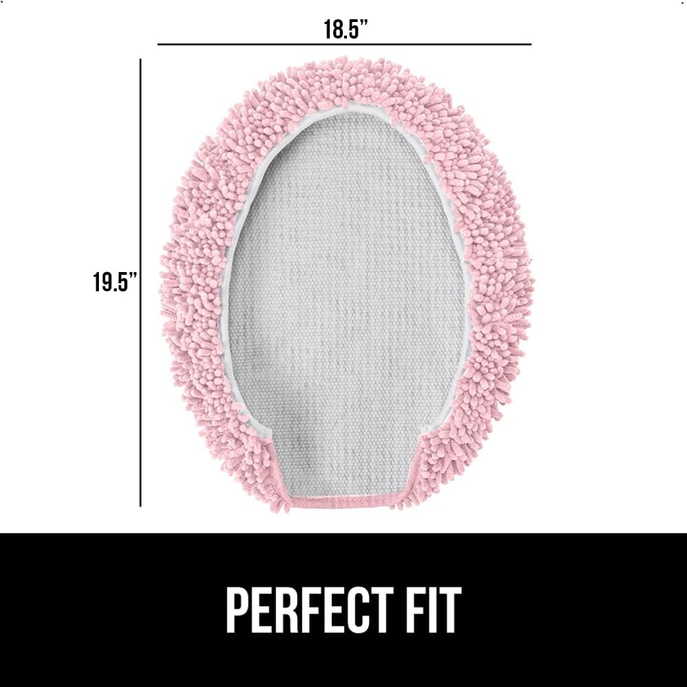 image:imageGORILLA GRIP Soft Chenille Bathroom Toilet Lid Cover Machine Washable Seat Covers 195x185 Stays in Place Rubber Backing Fits Most Round Elongated and Oblong Lids Accessories Decor GreyLight Pink