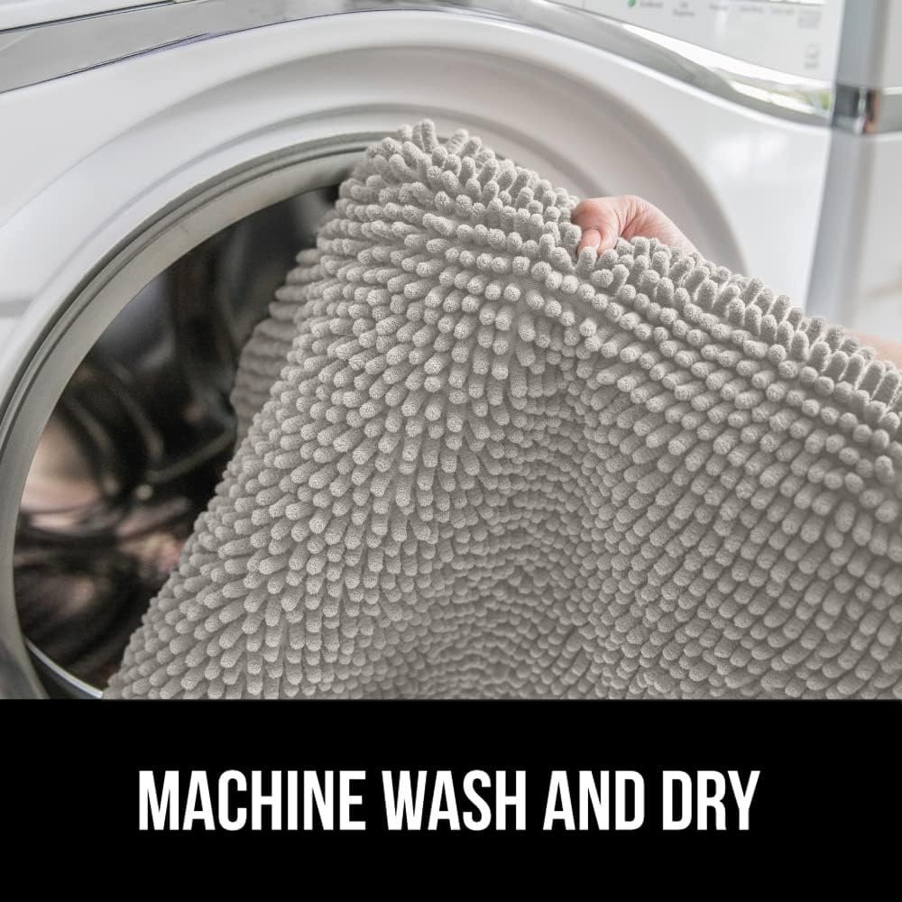 image:imageGORILLA GRIP Soft Chenille Bathroom Toilet Lid Cover Machine Washable Seat Covers 195x185 Stays in Place Rubber Backing Fits Most Round Elongated and Oblong Lids Accessories Decor GreyLight Gray