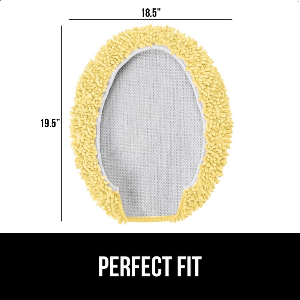 image:imageGORILLA GRIP Soft Chenille Bathroom Toilet Lid Cover Machine Washable Seat Covers 195x185 Stays in Place Rubber Backing Fits Most Round Elongated and Oblong Lids Accessories Decor GreyYellow