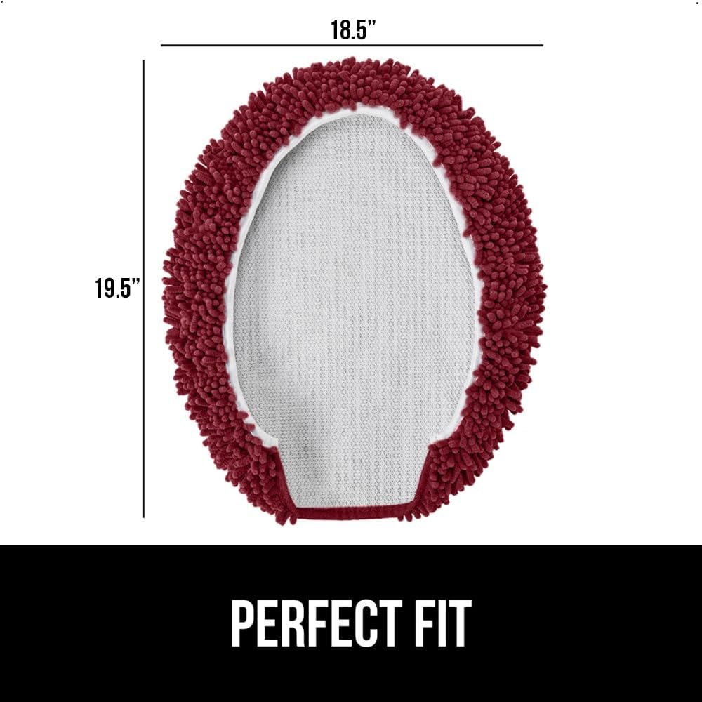 image:imageGORILLA GRIP Soft Chenille Bathroom Toilet Lid Cover Machine Washable Seat Covers 195x185 Stays in Place Rubber Backing Fits Most Round Elongated and Oblong Lids Accessories Decor GreyBurgundy