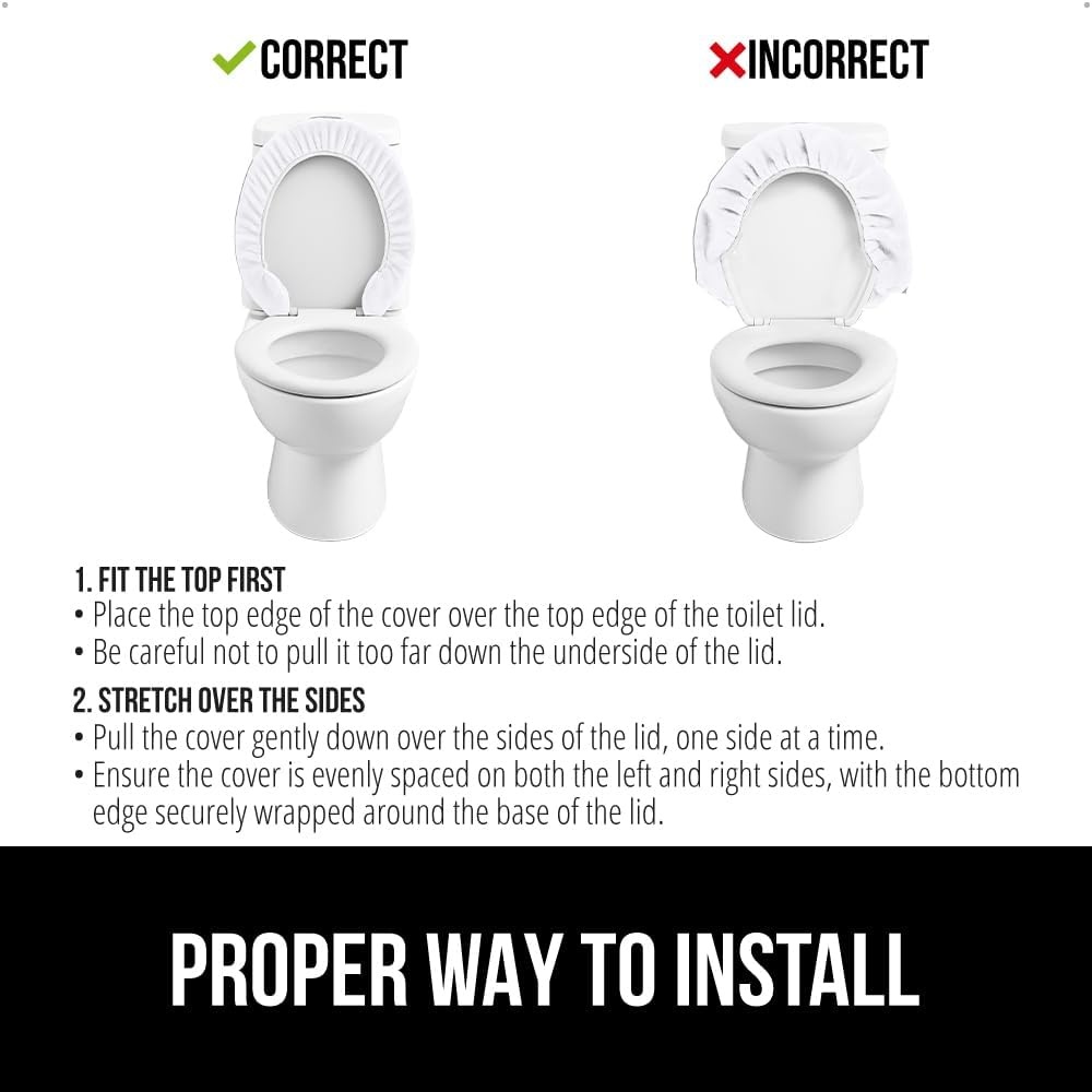 image:imageGORILLA GRIP Soft Chenille Bathroom Toilet Lid Cover Machine Washable Seat Covers 195x185 Stays in Place Rubber Backing Fits Most Round Elongated and Oblong Lids Accessories Decor GreyWhite