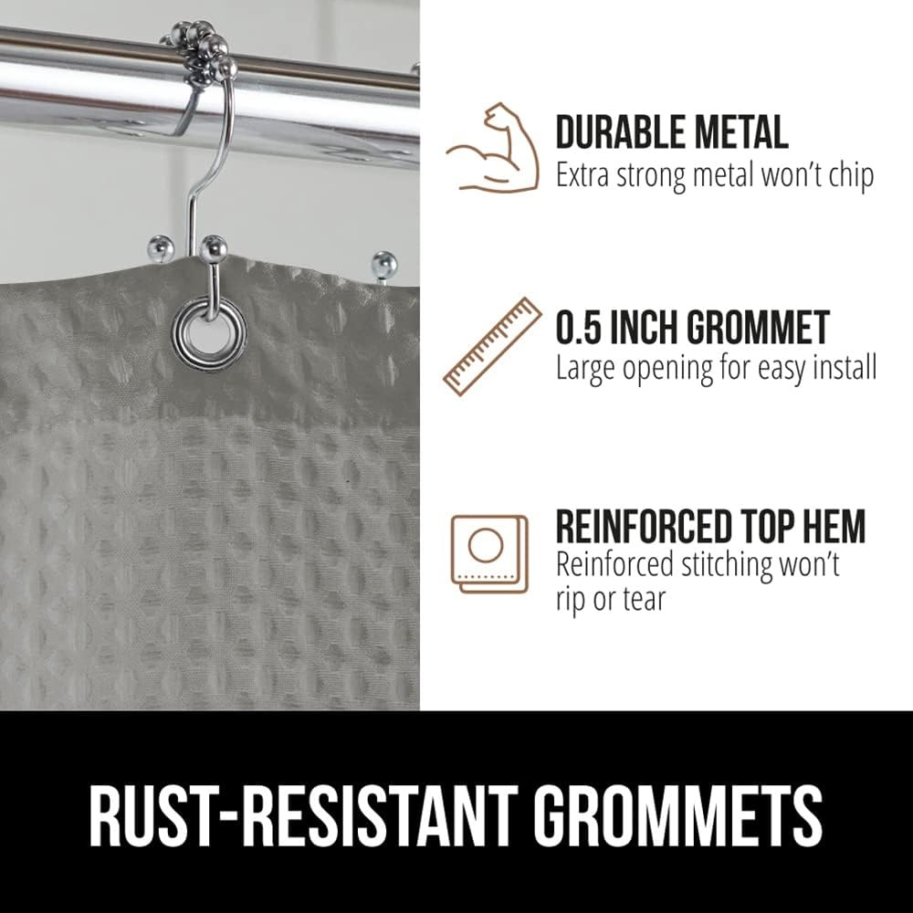 image:imageGORILLA GRIP Textured Shower Curtain Thick Weighted Fabric Wrinkle and Rust Resistant Hotel Quality Design Heavy Duty Curtains for Bathroom Showers Bath Tubs Machine Wash 72x72 WhiteGrey