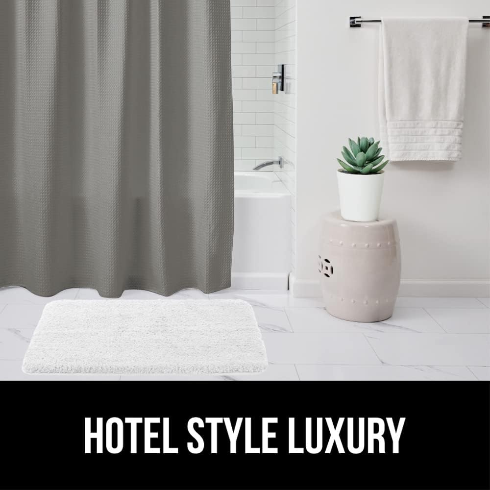 image:imageGORILLA GRIP Textured Shower Curtain Thick Weighted Fabric Wrinkle and Rust Resistant Hotel Quality Design Heavy Duty Curtains for Bathroom Showers Bath Tubs Machine Wash 72x72 WhiteGrey