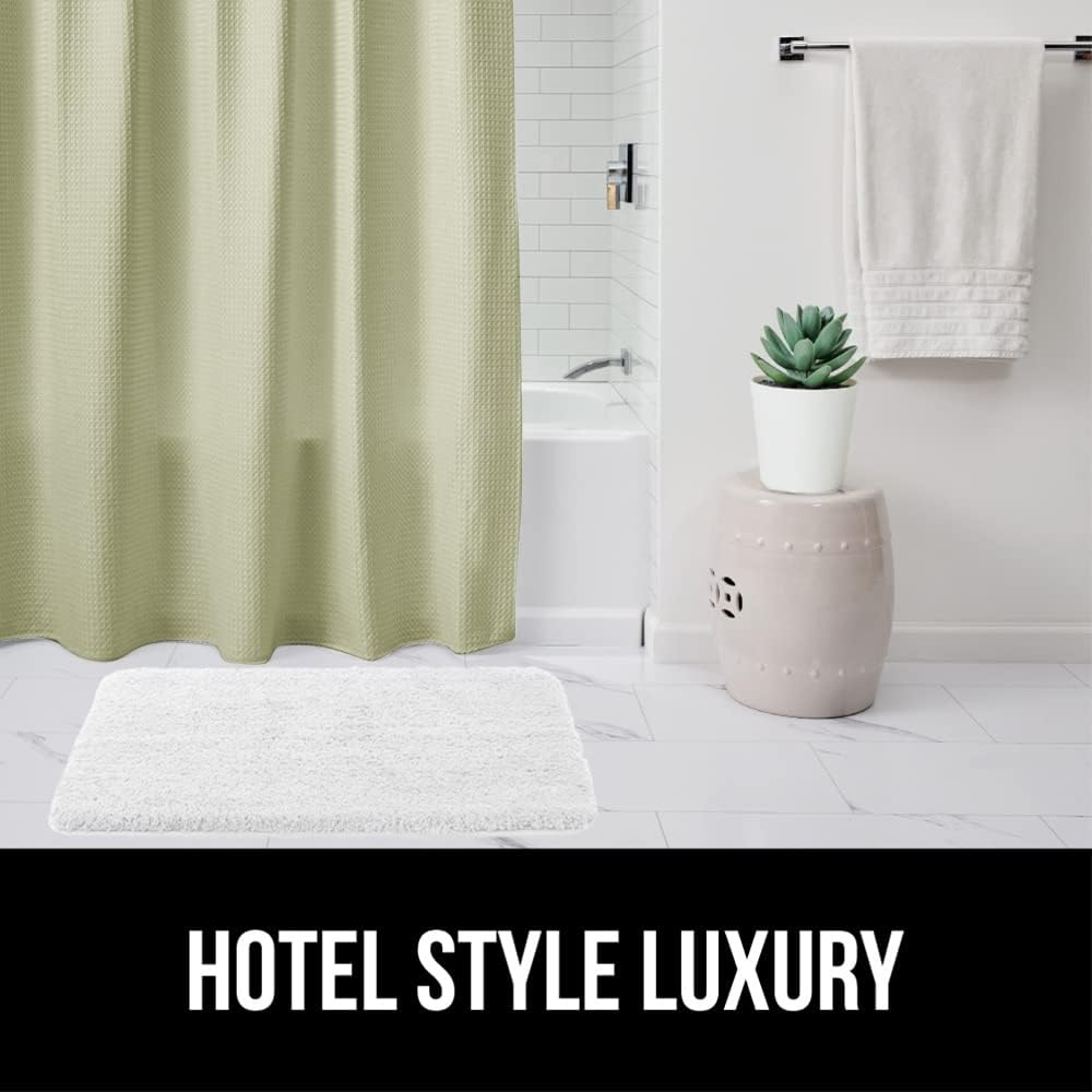 image:imageGORILLA GRIP Textured Shower Curtain Thick Weighted Fabric Wrinkle and Rust Resistant Hotel Quality Design Heavy Duty Curtains for Bathroom Showers Bath Tubs Machine Wash 72x72 WhiteSage