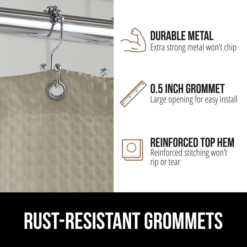 image:imageGORILLA GRIP Textured Shower Curtain Thick Weighted Fabric Wrinkle and Rust Resistant Hotel Quality Design Heavy Duty Curtains for Bathroom Showers Bath Tubs Machine Wash 72x72 WhiteBeige