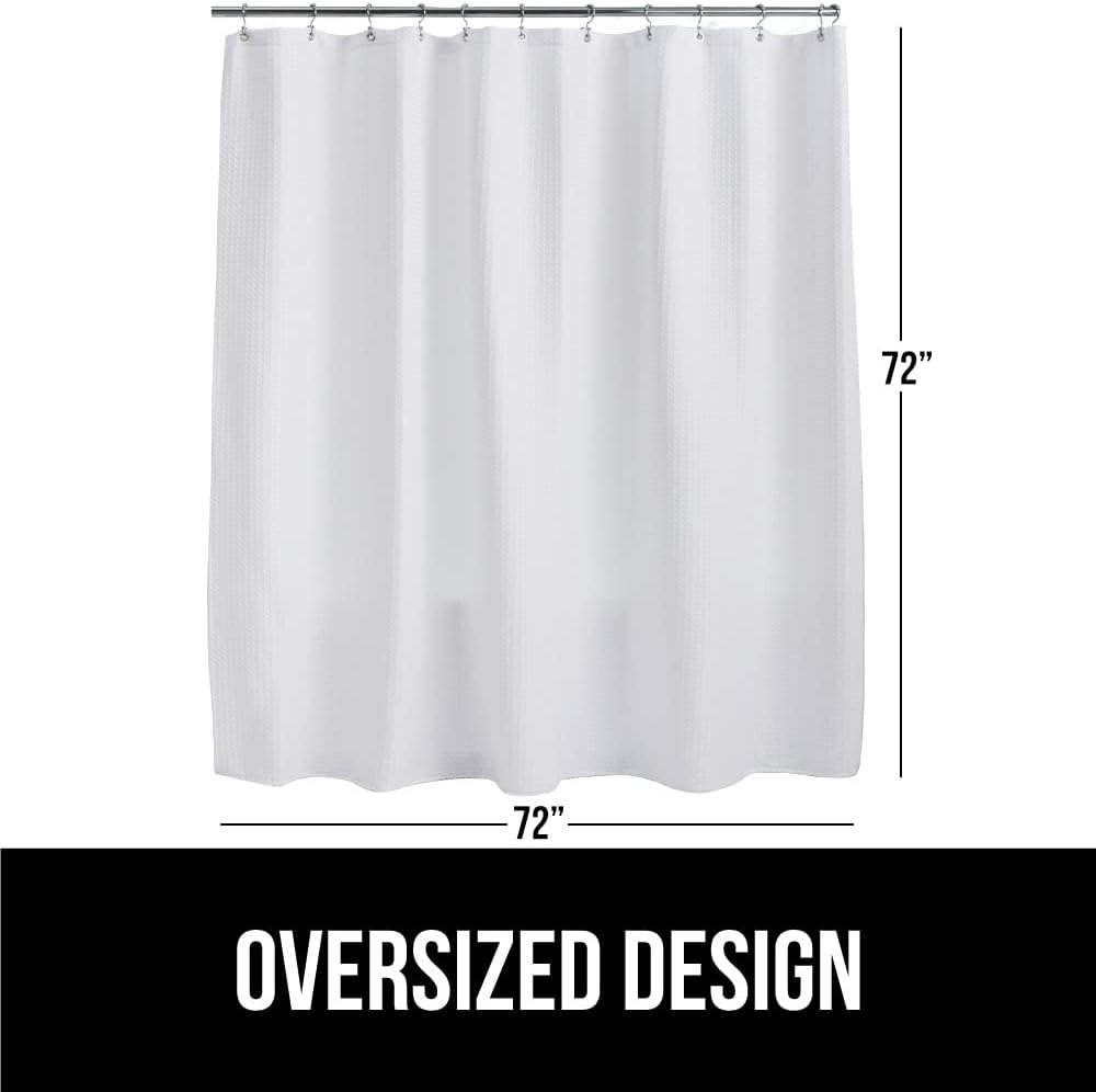 image:imageGORILLA GRIP Textured Shower Curtain Thick Weighted Fabric Wrinkle and Rust Resistant Hotel Quality Design Heavy Duty Curtains for Bathroom Showers Bath Tubs Machine Wash 72x72 WhiteWhite
