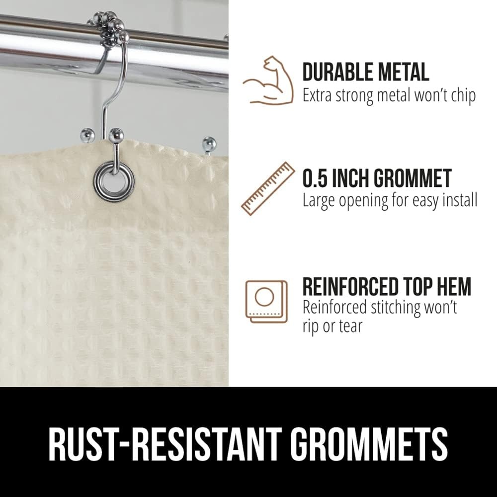 image:imageGORILLA GRIP Textured Shower Curtain Thick Weighted Fabric Wrinkle and Rust Resistant Hotel Quality Design Heavy Duty Curtains for Bathroom Showers Bath Tubs Machine Wash 72x72 WhiteIvory Cream