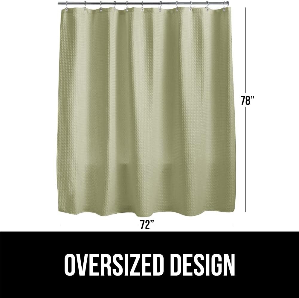 image:imageGORILLA GRIP Textured Shower Curtain Thick Weighted Fabric Wrinkle and Rust Resistant Hotel Quality Design Heavy Duty Curtains for Bathroom Showers Bath Tubs Machine Wash 72x72 WhiteSage