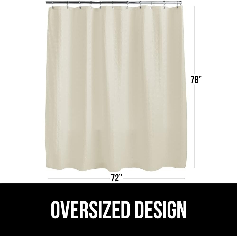 image:imageGORILLA GRIP Textured Shower Curtain Thick Weighted Fabric Wrinkle and Rust Resistant Hotel Quality Design Heavy Duty Curtains for Bathroom Showers Bath Tubs Machine Wash 72x72 WhiteIvory Cream
