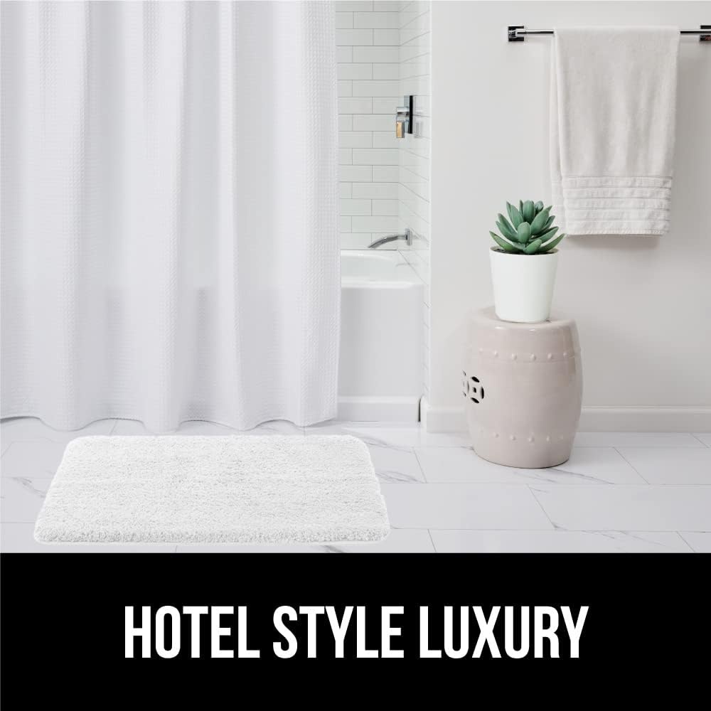 image:imageGORILLA GRIP Textured Shower Curtain Thick Weighted Fabric Wrinkle and Rust Resistant Hotel Quality Design Heavy Duty Curtains for Bathroom Showers Bath Tubs Machine Wash 72x72 WhiteWhite