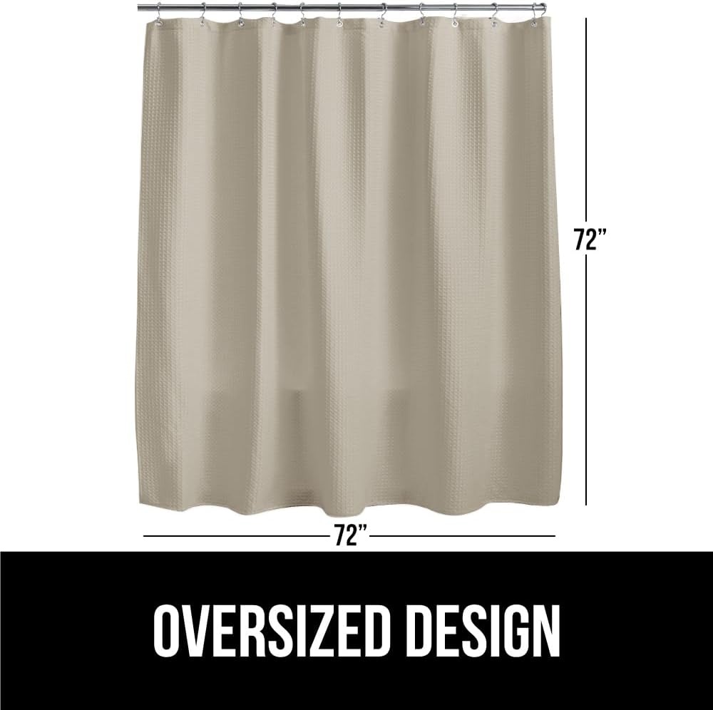 image:imageGORILLA GRIP Textured Shower Curtain Thick Weighted Fabric Wrinkle and Rust Resistant Hotel Quality Design Heavy Duty Curtains for Bathroom Showers Bath Tubs Machine Wash 72x72 WhiteBeige