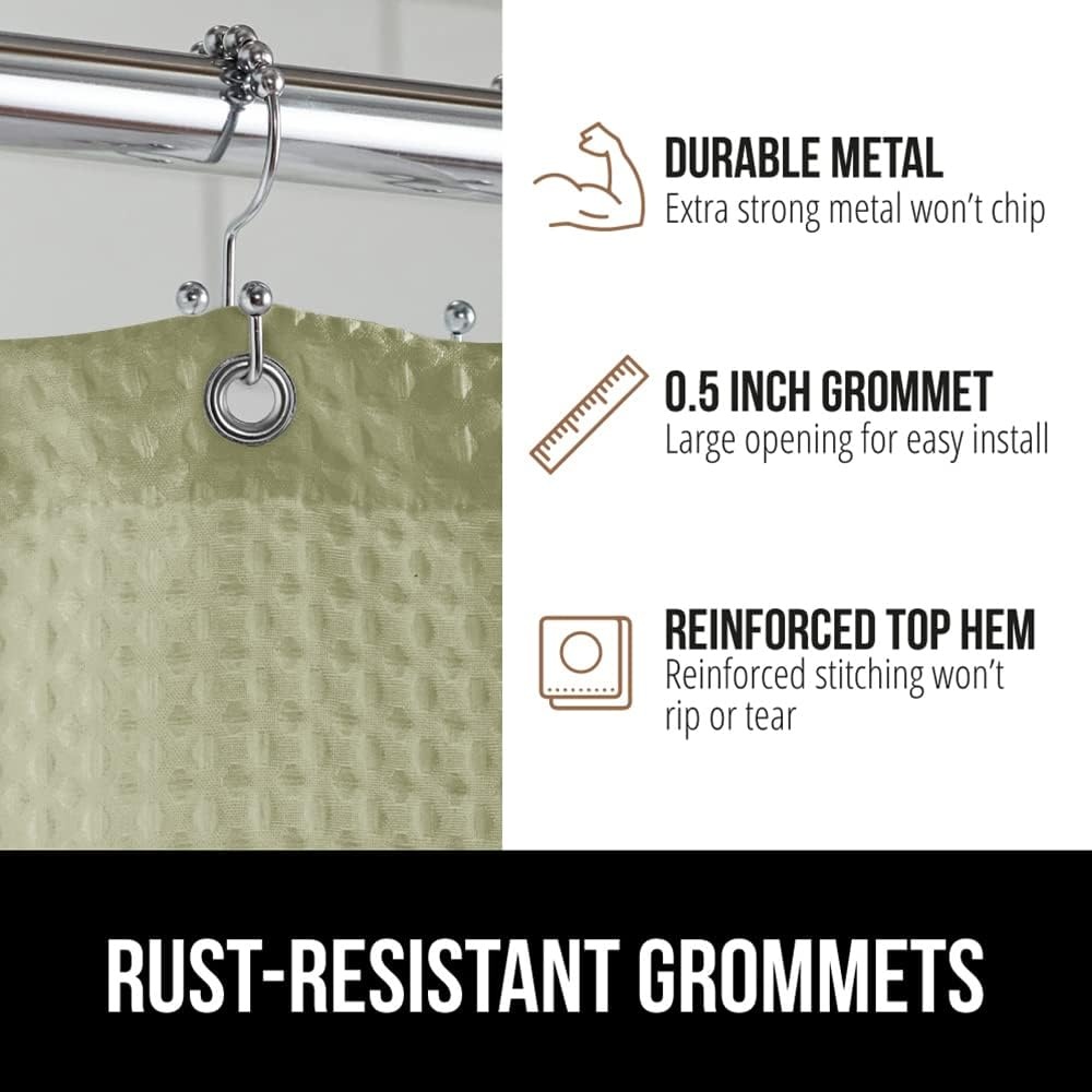 image:imageGORILLA GRIP Textured Shower Curtain Thick Weighted Fabric Wrinkle and Rust Resistant Hotel Quality Design Heavy Duty Curtains for Bathroom Showers Bath Tubs Machine Wash 72x72 WhiteSage