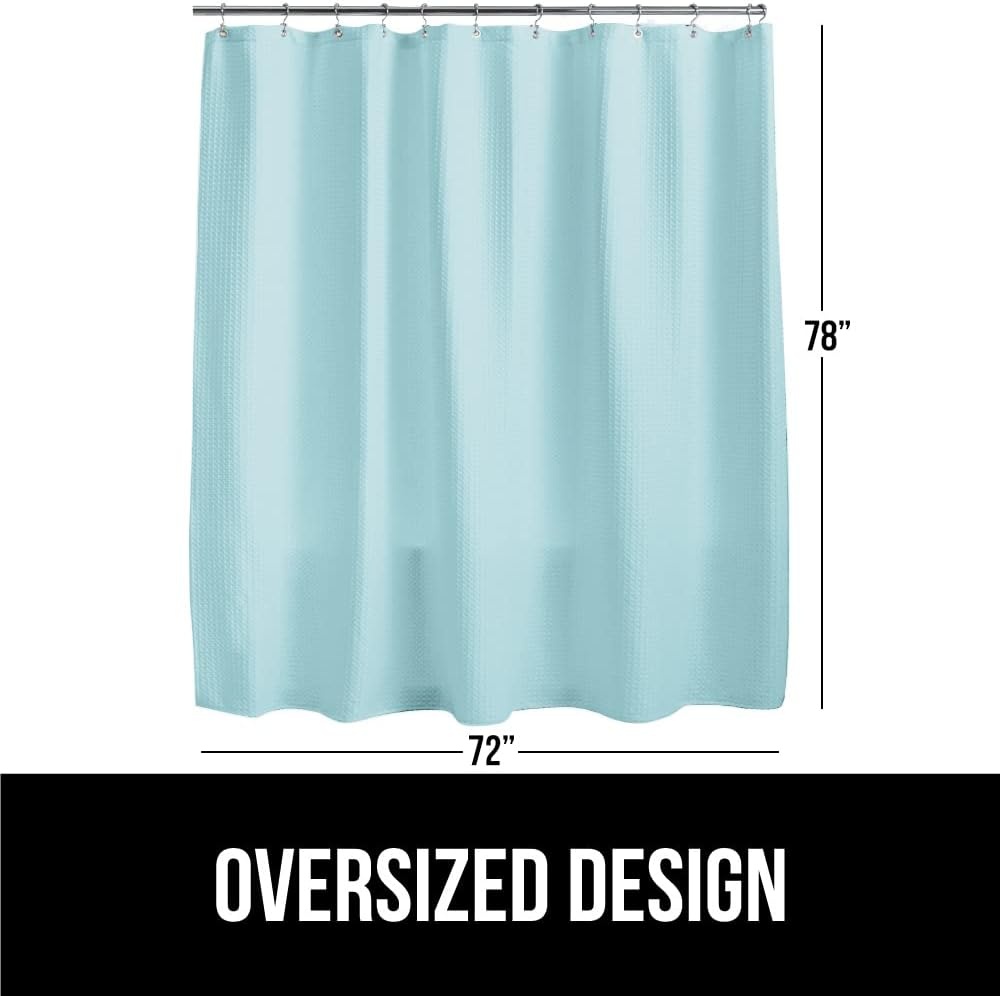 image:imageGORILLA GRIP Textured Shower Curtain Thick Weighted Fabric Wrinkle and Rust Resistant Hotel Quality Design Heavy Duty Curtains for Bathroom Showers Bath Tubs Machine Wash 72x72 WhiteSpa Blue