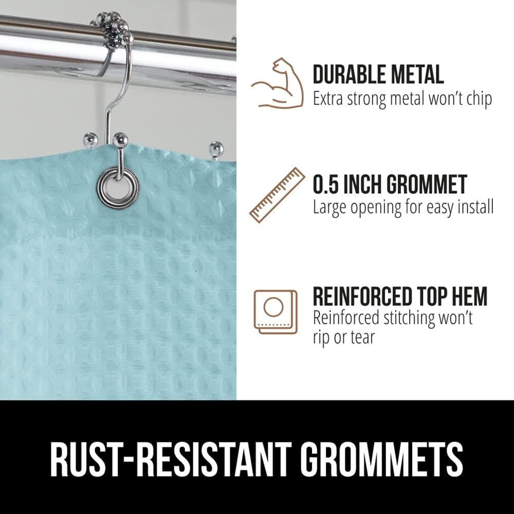 image:imageGORILLA GRIP Textured Shower Curtain Thick Weighted Fabric Wrinkle and Rust Resistant Hotel Quality Design Heavy Duty Curtains for Bathroom Showers Bath Tubs Machine Wash 72x72 WhiteSpa Blue