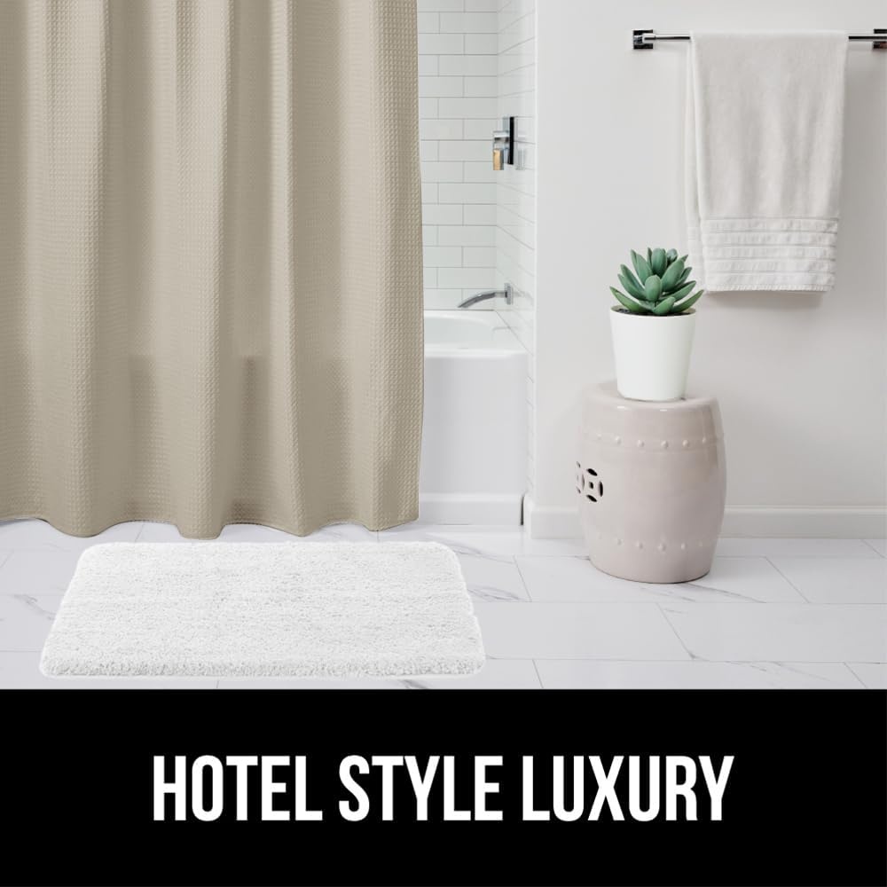 image:imageGORILLA GRIP Textured Shower Curtain Thick Weighted Fabric Wrinkle and Rust Resistant Hotel Quality Design Heavy Duty Curtains for Bathroom Showers Bath Tubs Machine Wash 72x72 WhiteBeige