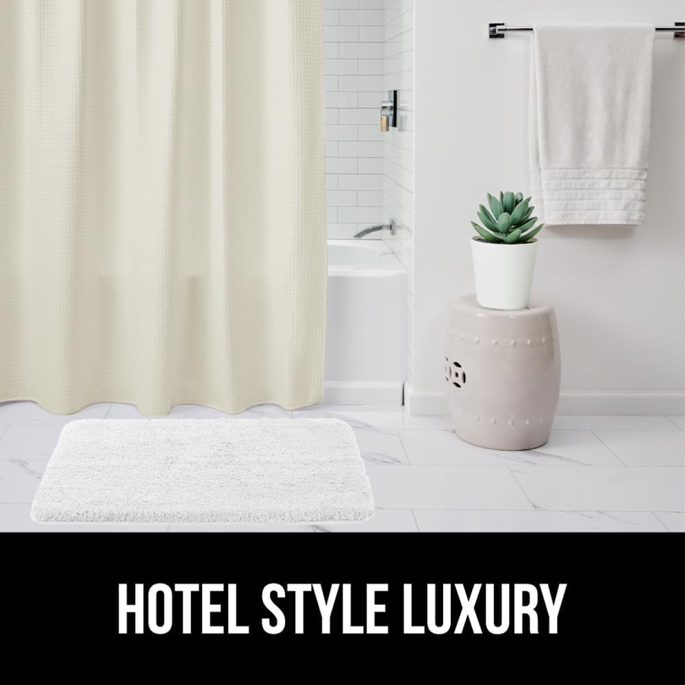 image:imageGORILLA GRIP Textured Shower Curtain Thick Weighted Fabric Wrinkle and Rust Resistant Hotel Quality Design Heavy Duty Curtains for Bathroom Showers Bath Tubs Machine Wash 72x72 WhiteIvory Cream