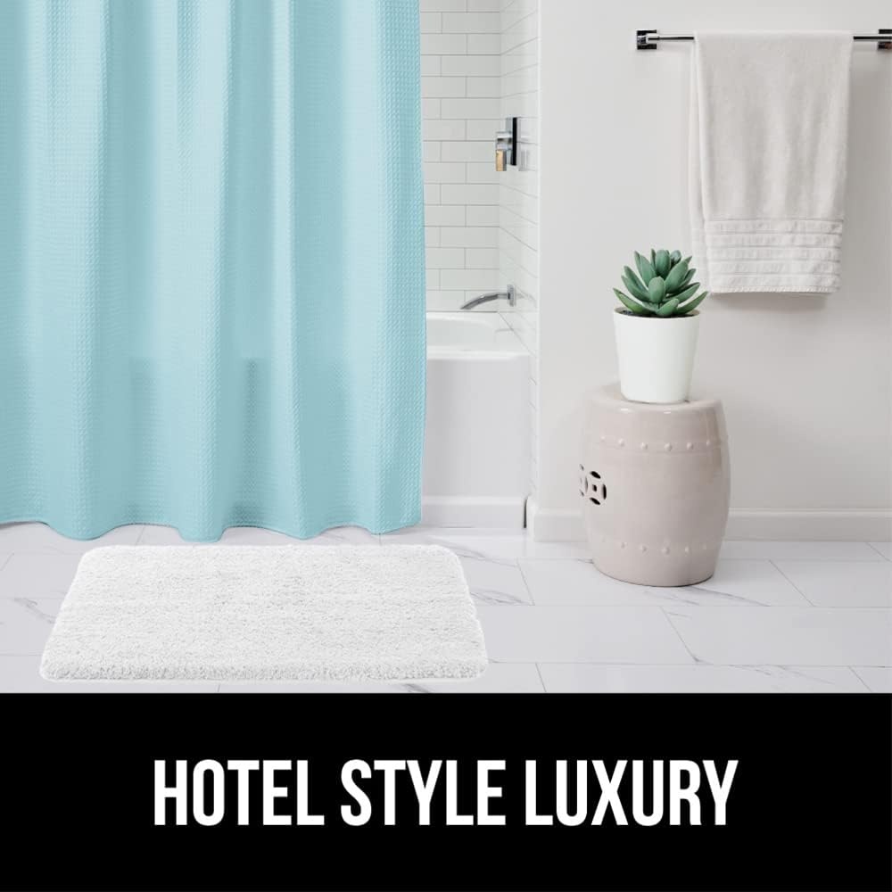 image:imageGORILLA GRIP Textured Shower Curtain Thick Weighted Fabric Wrinkle and Rust Resistant Hotel Quality Design Heavy Duty Curtains for Bathroom Showers Bath Tubs Machine Wash 72x72 WhiteSpa Blue
