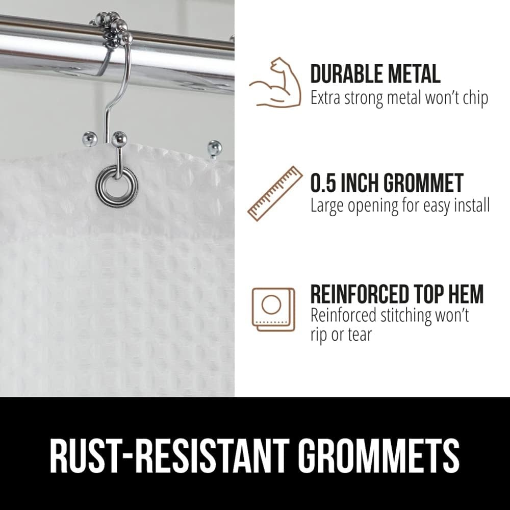 image:imageGORILLA GRIP Textured Shower Curtain Thick Weighted Fabric Wrinkle and Rust Resistant Hotel Quality Design Heavy Duty Curtains for Bathroom Showers Bath Tubs Machine Wash 72x72 WhiteWhite