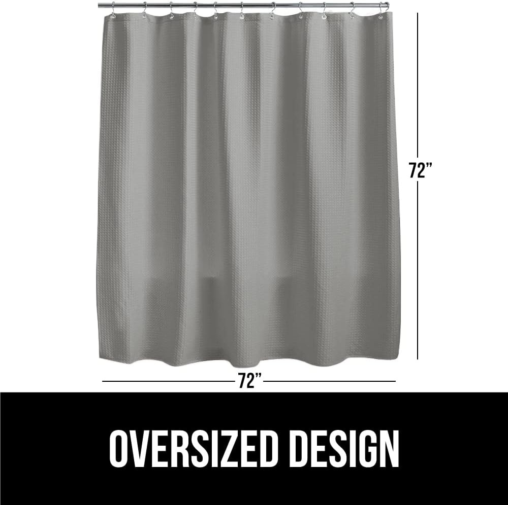 image:imageGORILLA GRIP Textured Shower Curtain Thick Weighted Fabric Wrinkle and Rust Resistant Hotel Quality Design Heavy Duty Curtains for Bathroom Showers Bath Tubs Machine Wash 72x72 WhiteGrey