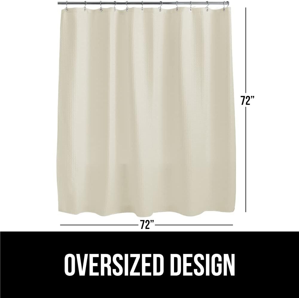image:imageGORILLA GRIP Textured Shower Curtain Thick Weighted Fabric Wrinkle and Rust Resistant Hotel Quality Design Heavy Duty Curtains for Bathroom Showers Bath Tubs Machine Wash 72x72 WhiteIvory Cream